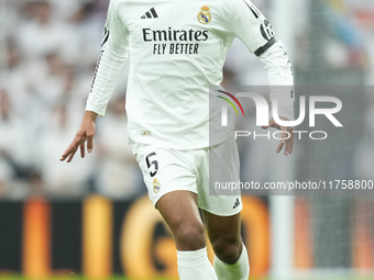 Jude Bellingham central midfield of Real Madrid and England during the La Liga match between Real Madrid CF and CA Osasuna at Estadio Santia...