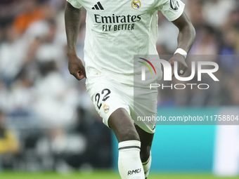 Antonio Rudiger centre-back of Real Madrid and Germany during the La Liga match between Real Madrid CF and CA Osasuna at Estadio Santiago Be...