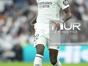 Antonio Rudiger centre-back of Real Madrid and Germany during the La Liga match between Real Madrid CF and CA Osasuna at Estadio Santiago Be...