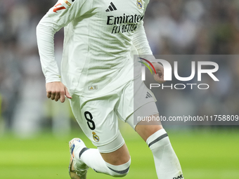 Federico Valverde central midfield of Real Madrid and Uruguay during the La Liga match between Real Madrid CF and CA Osasuna at Estadio Sant...