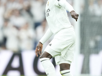 Eduardo Camavinga central midfield of Real Madrid and France controls the ball during the La Liga match between Real Madrid CF and CA Osasun...