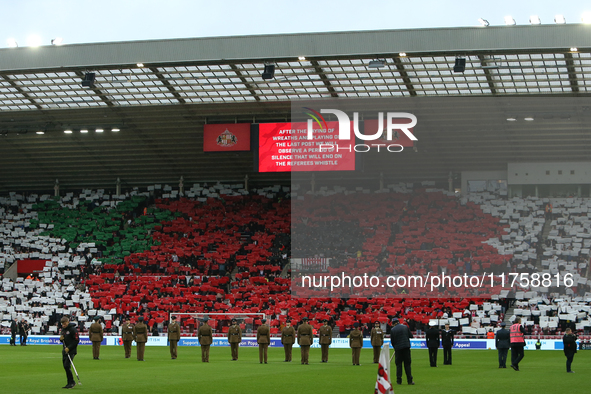 A Poppy display takes place during the Sky Bet Championship match between Sunderland and Coventry City at the Stadium Of Light in Sunderland...