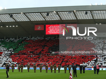 A Poppy display takes place during the Sky Bet Championship match between Sunderland and Coventry City at the Stadium Of Light in Sunderland...