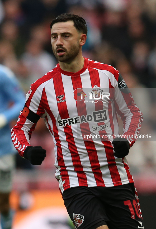 Patrick Roberts plays during the Sky Bet Championship match between Sunderland and Coventry City at the Stadium Of Light in Sunderland, Engl...