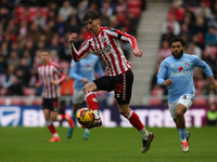 Sunderland's Trai Hume takes a ball under control during the Sky Bet Championship match between Sunderland and Coventry City at the Stadium...