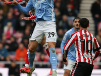 Victor Torp of Coventry City wins a header during the Sky Bet Championship match between Sunderland and Coventry City at the Stadium Of Ligh...