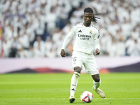 Eduardo Camavinga central midfield of Real Madrid and France during the La Liga match between Real Madrid CF and CA Osasuna at Estadio Santi...