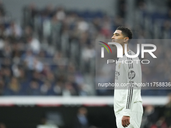 Jude Bellingham central midfield of Real Madrid and England during the La Liga match between Real Madrid CF and CA Osasuna at Estadio Santia...