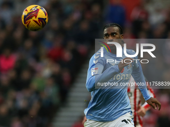 Coventry City's Haji Wright looks at a ball in motion during the Sky Bet Championship match between Sunderland and Coventry City at the Stad...