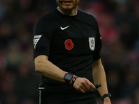 Referee Leigh Doughty officiates during the Sky Bet Championship match between Sunderland and Coventry City at the Stadium Of Light in Sunde...