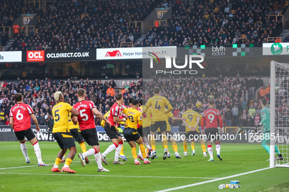 Action occurs in the Wolves goal area during the Premier League match between Wolverhampton Wanderers and Southampton at Molineux in Wolverh...