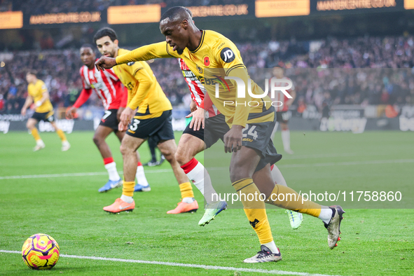 Toti Gomes of Wolves is in defensive action during the Premier League match between Wolverhampton Wanderers and Southampton at Molineux in W...