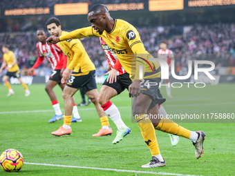 Toti Gomes of Wolves is in defensive action during the Premier League match between Wolverhampton Wanderers and Southampton at Molineux in W...