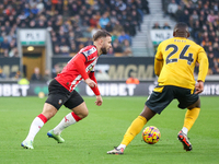 Adam Armstrong of Southampton is in attacking action during the Premier League match between Wolverhampton Wanderers and Southampton at Moli...