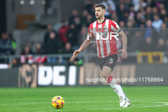 Jack Stephens of Southampton plays during the Premier League match between Wolverhampton Wanderers and Southampton at Molineux in Wolverhamp...