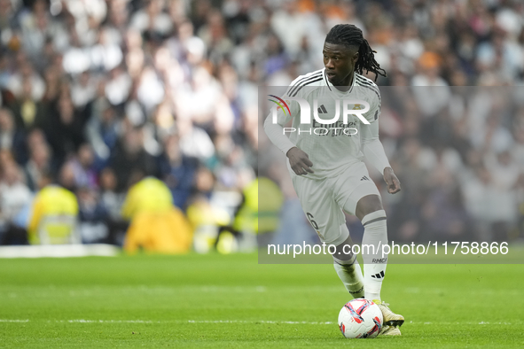 Eduardo Camavinga central midfield of Real Madrid and France during the La Liga match between Real Madrid CF and CA Osasuna at Estadio Santi...