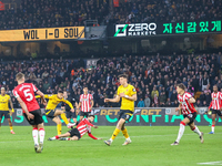 Joao Gomes of Wolves attempts a shot on goal during the Premier League match between Wolverhampton Wanderers and Southampton at Molineux in...