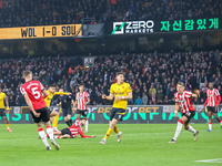 Joao Gomes of Wolves attempts a shot on goal during the Premier League match between Wolverhampton Wanderers and Southampton at Molineux in...