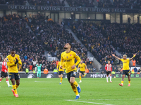 Matheus Cunha of Wolves celebrates his goal during the Premier League match between Wolverhampton Wanderers and Southampton at Molineux in W...