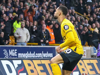 Matheus Cunha of Wolves celebrates his goal in front of the fans during the Premier League match between Wolverhampton Wanderers and Southam...