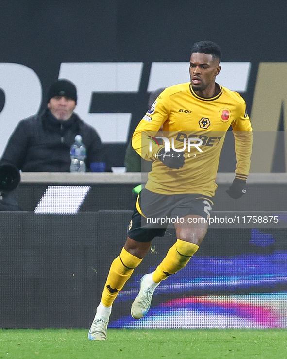 Nelson Semedo of Wolves participates in the Premier League match between Wolverhampton Wanderers and Southampton at Molineux in Wolverhampto...