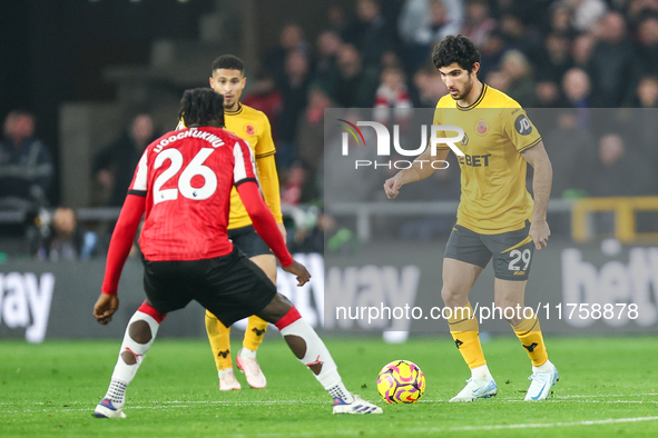 Goncalo Guedes of Wolves is on the ball during the Premier League match between Wolverhampton Wanderers and Southampton at Molineux in Wolve...