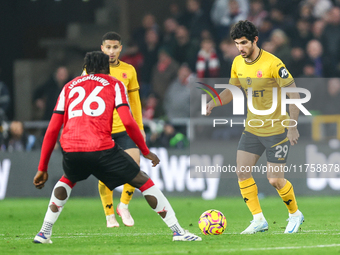 Goncalo Guedes of Wolves is on the ball during the Premier League match between Wolverhampton Wanderers and Southampton at Molineux in Wolve...