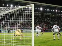 Gabriele Zappa (#28 Cagliari Calcio) scores a goal during the Serie A TIM match between Cagliari Calcio and AC Milan in Italy on November 9,...