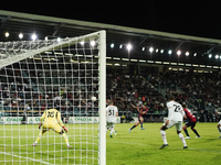 Gabriele Zappa (#28 Cagliari Calcio) scores a goal during the Serie A TIM match between Cagliari Calcio and AC Milan in Italy on November 9,...