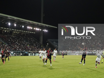 Leonardo Pavoletti (#29 Cagliari Calcio) participates in the Serie A TIM match between Cagliari Calcio and AC Milan in Italy on November 9,...