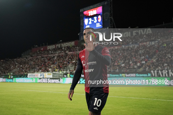 Nicolas Viola (#10 Cagliari Calcio) participates in the Serie A TIM match between Cagliari Calcio and AC Milan in Italy on November 9, 2024....