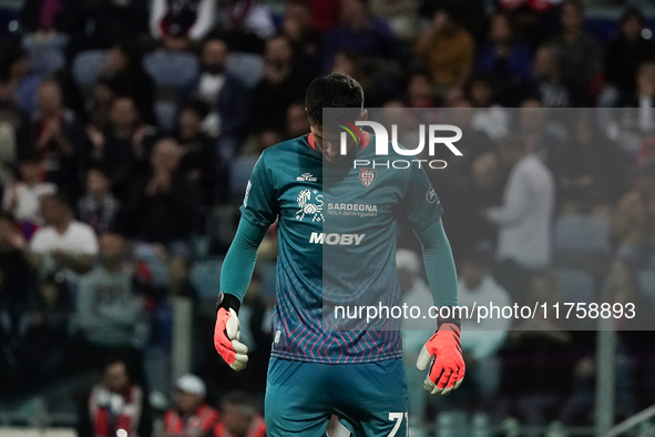 Alen Sherri (#71 Cagliari Calcio) participates in the Serie A TIM match between Cagliari Calcio and AC Milan in Italy on November 9, 2024. 