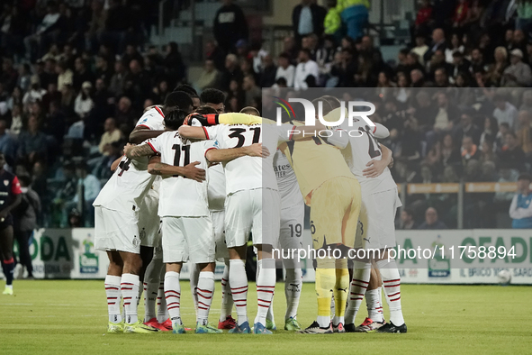 Team Milan plays during the Serie A TIM match between Cagliari Calcio and AC Milan in Italy on November 9, 2024. 