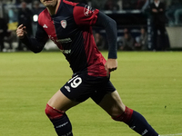 Nadir Zortea (#19 Cagliari Calcio) celebrates during the Serie A TIM match between Cagliari Calcio and AC Milan in Italy on November 9, 2024...