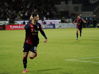 Nadir Zortea (#19 Cagliari Calcio) celebrates during the Serie A TIM match between Cagliari Calcio and AC Milan in Italy on November 9, 2024...