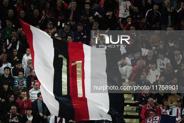 A Cagliari supporter attends the Serie A TIM match between Cagliari Calcio and AC Milan in Italy on November 9, 2024. 