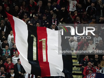 A Cagliari supporter attends the Serie A TIM match between Cagliari Calcio and AC Milan in Italy on November 9, 2024. (