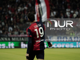 Nadir Zortea (#19 Cagliari Calcio) celebrates during the Serie A TIM match between Cagliari Calcio and AC Milan in Italy on November 9, 2024...