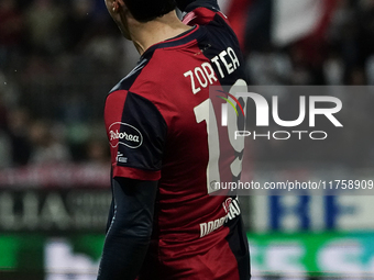 Nadir Zortea (#19 Cagliari Calcio) celebrates during the Serie A TIM match between Cagliari Calcio and AC Milan in Italy on November 9, 2024...