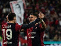 Nadir Zortea (#19 Cagliari Calcio) celebrates during the Serie A TIM match between Cagliari Calcio and AC Milan in Italy on November 9, 2024...