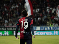 Nadir Zortea (#19 Cagliari Calcio) celebrates during the Serie A TIM match between Cagliari Calcio and AC Milan in Italy on November 9, 2024...