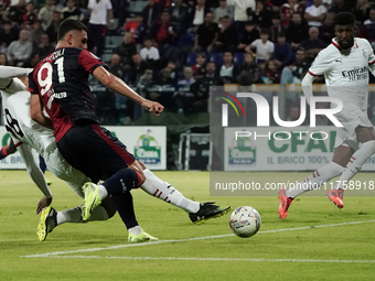 Roberto Piccoli (#91 Cagliari Calcio) participates in the Serie A TIM match between Cagliari Calcio and AC Milan in Italy on November 9, 202...