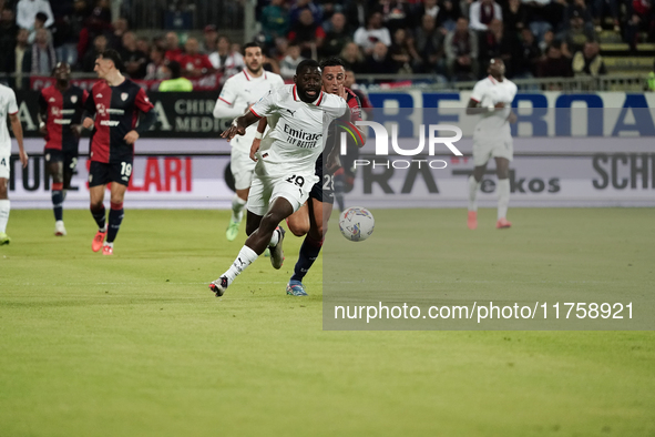 Youssouf Fofana of AC Milan participates in the Serie A TIM match between Cagliari Calcio and AC Milan in Italy on November 9, 2024. 