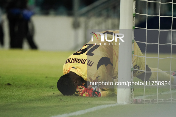 Mike Maignan of AC Milan participates in the Serie A TIM match between Cagliari Calcio and AC Milan in Italy on November 9, 2024. 