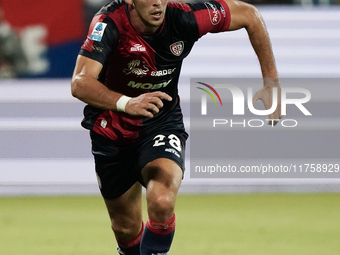 Gabriele Zappa (#28 Cagliari Calcio) participates in the Serie A TIM match between Cagliari Calcio and AC Milan in Italy on November 9, 2024...