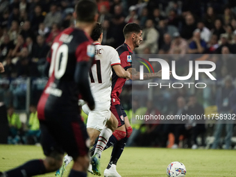 Alessandro Deiola (#14 Cagliari Calcio) participates in the Serie A TIM match between Cagliari Calcio and AC Milan in Italy on November 9, 2...