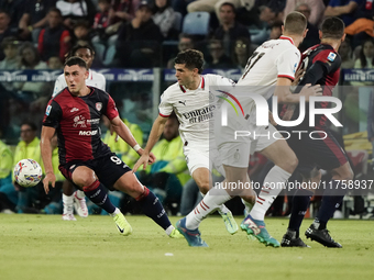 Roberto Piccoli (#91 Cagliari Calcio) participates in the Serie A TIM match between Cagliari Calcio and AC Milan in Italy on November 9, 202...