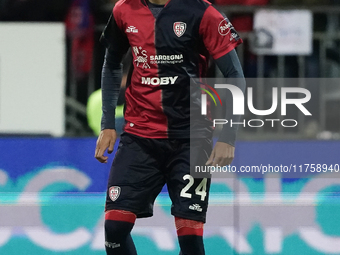 Jose Luis Palomino (#24 Cagliari Calcio) participates in the Serie A TIM match between Cagliari Calcio and AC Milan in Italy on November 9,...