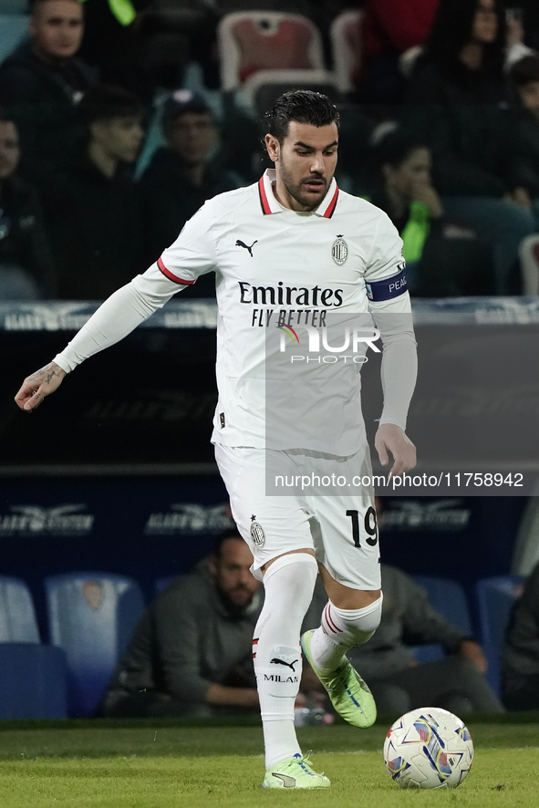 Theo Hernandez (AC Milan) participates in the Serie A TIM match between Cagliari Calcio and AC Milan in Italy on November 9, 2024 