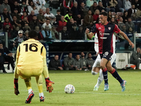 Gabriele Zappa (#28 Cagliari Calcio) scores a goal during the Serie A TIM match between Cagliari Calcio and AC Milan in Italy on November 9,...